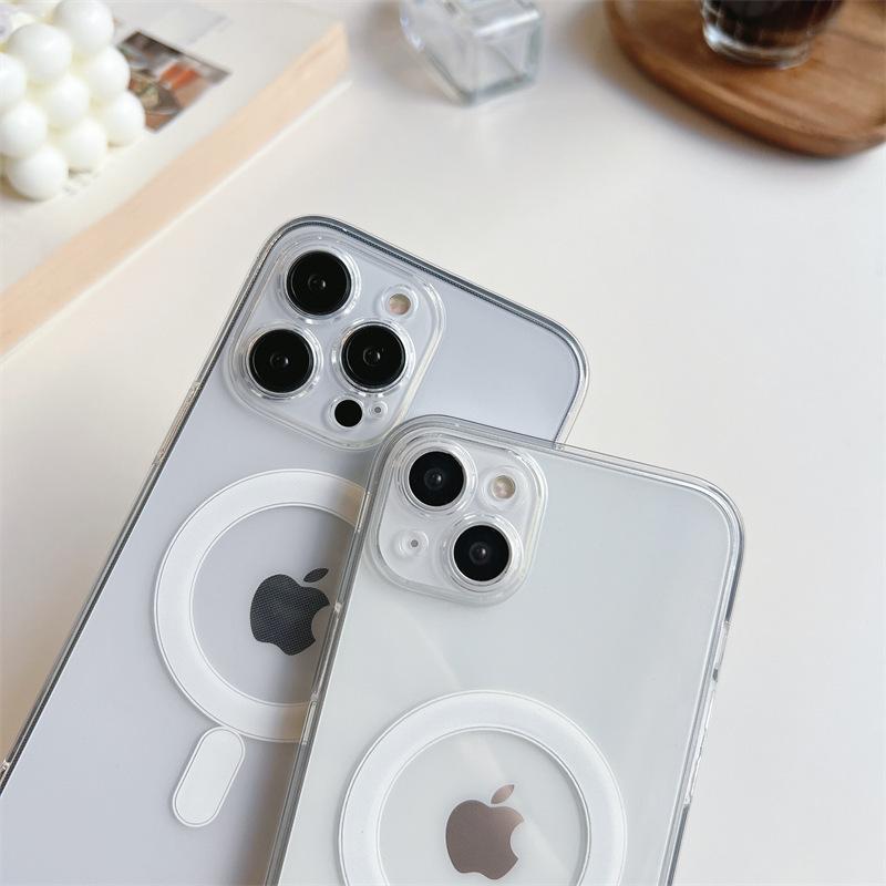 Чехол MagSafe с магнитной присоской для Apple 15Promax: Прозрачный защитный чехол от падения с подушкой безопасности для Apple 14.