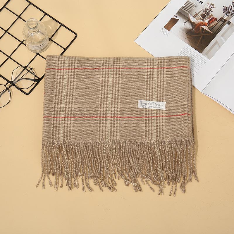 5-Color 2024 Autumn And Winter Women'S New Imitation Cashmere Plaid Scarf, Warm Cashmere Scarf Shawl
