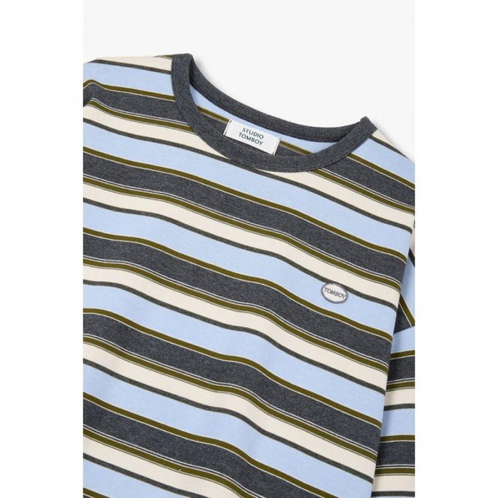 STudio Tomboy Men Mini Logo Wappen STripe Long Sleeve T shirT 9176322982a
