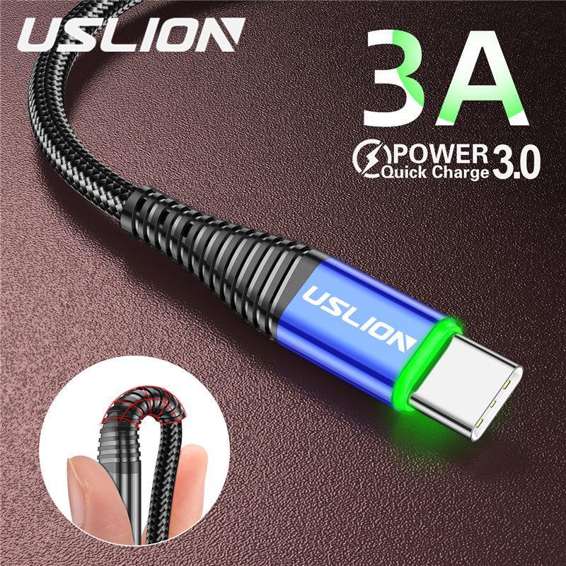 USLION 3A, 2 м, USB-кабель типа C, зарядное устройство для мобильного телефона, тип C, быстрая зарядка, шнур передачи данных Andriod Microusb
