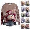 Women's Fashion Printed Long Sleeve Loose Round Neck Sweatshirt Top Fall