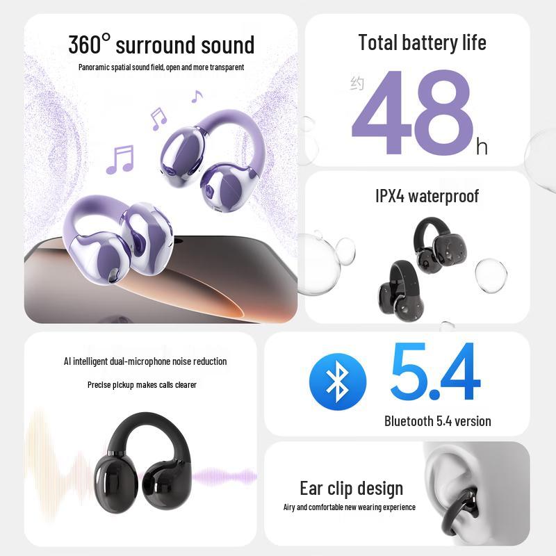 Беспроводные наушники WOPOW OWS18 с открытым дизайном, креплением-клипсой и Bluetooth, с шумоподавлением ENC