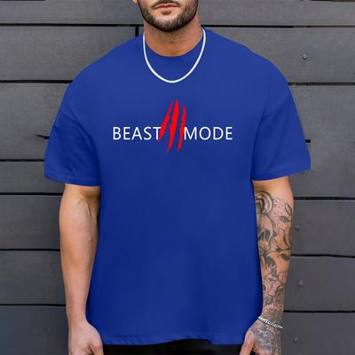 2025 Новая хипстерская мужская одежда, мода Beast Mode, буквенный принт, короткий рукав, футболки больших размеров, свободные футболки, мужская спортивная одежда
