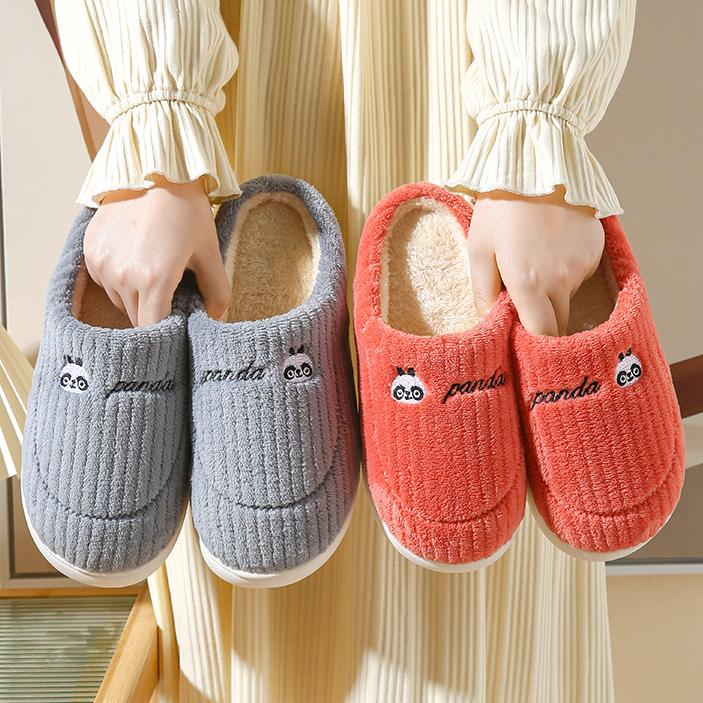 Новые хлопковые тапочки из овечьего хлопка для женщин зимой, домашняя теплая и утепленная обувь с мультяшной подошвой на толстой подошве для мужчин зимой