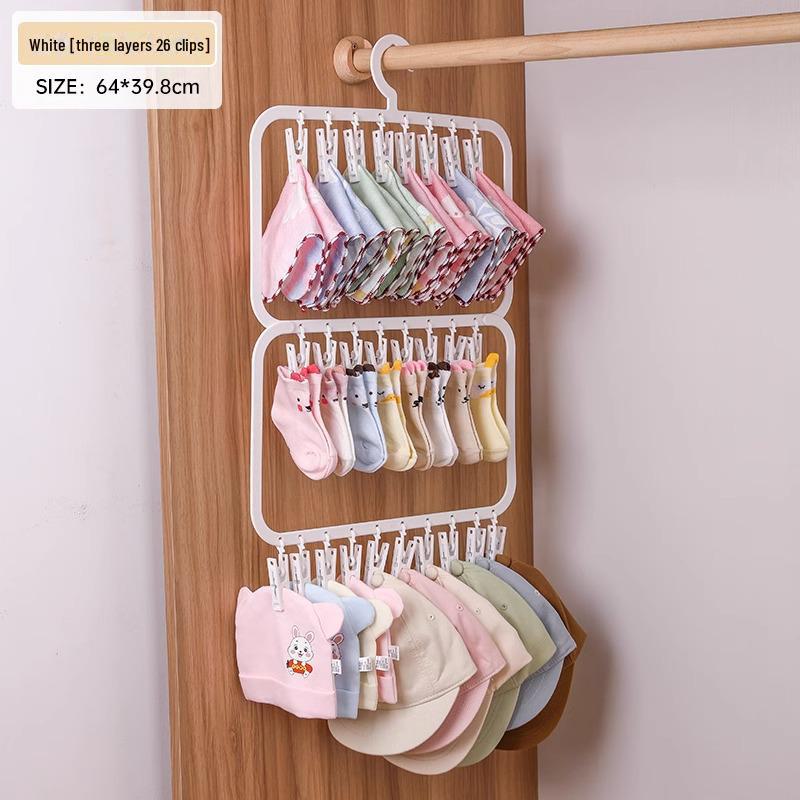 Multi-Function Baby Clothes Hanger: Children's Wardrobe Organizer & Socks Drying Rack