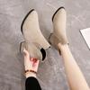 Coarse Heel Martin Boots Women's Autumn and Winter New High Heel Pointed Short Boots British Style Large Size Fashion Chelsea Boots