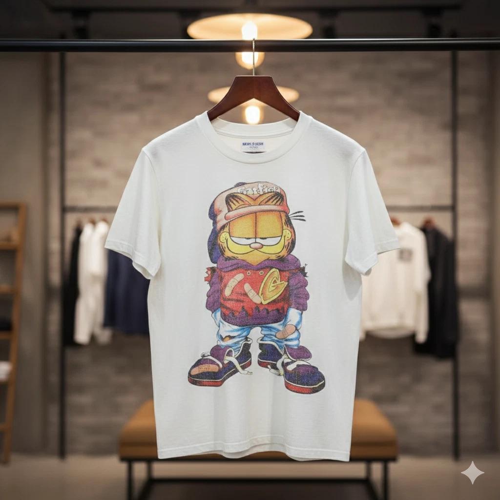 Vintage Garfield Streetwear Graphic Unisex T-Shirt Cartoon Tee - S243