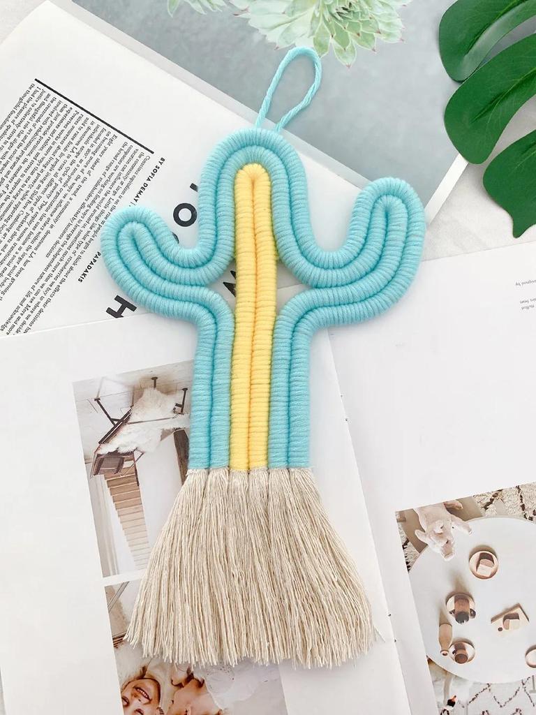 Home Decoration Creative CraftsCactus Hanging Handmade Macrame Weaving Plants Kids Room Decoration Nursery Party Wall Decor