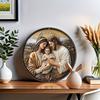 "Jesus Holy Family" Round 2D Wooden Logo: Home Decoration, Weather Resistant, Pre-Drilled, HD Printing, Superior Quality