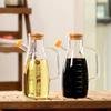 650/1000ml Glass Oil Bottle with Bamboo Lid Creative Soy Sauce Vinegar Seasoning Jar Kitchen Condiment Bottle Home Spice Tools