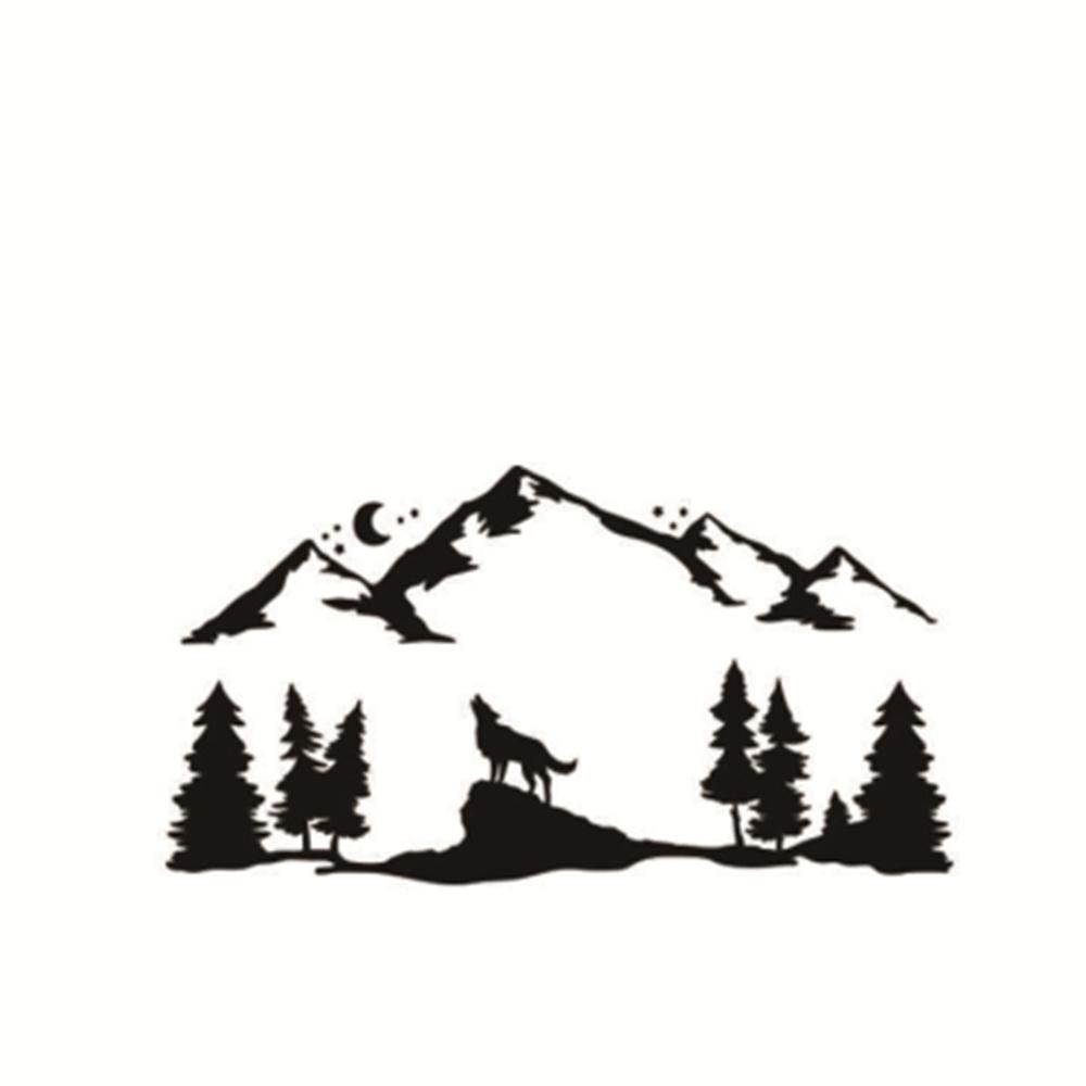 Виниловые наклейки для автомобиля, для внедорожника, дома на колесах, кемпера, внедорожника, воющий волк, украшение автомобиля, горы, лесные животные, лунный свет