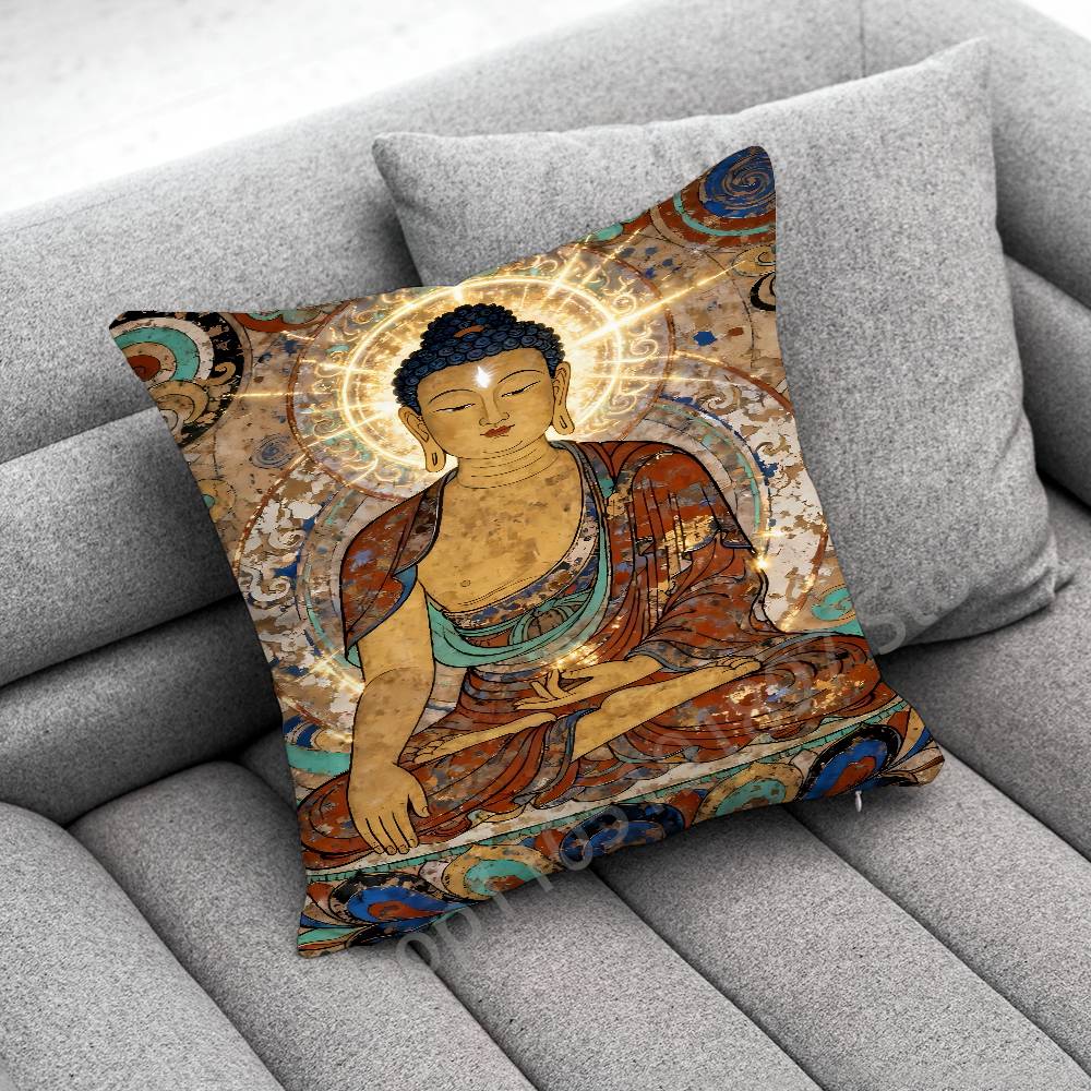 India Buddha Buddhism Throw Pillow Case For 50Cm 40Cm 55Cm 45*45Cm 30Cm Square Bedroom Pillowcase Cover
