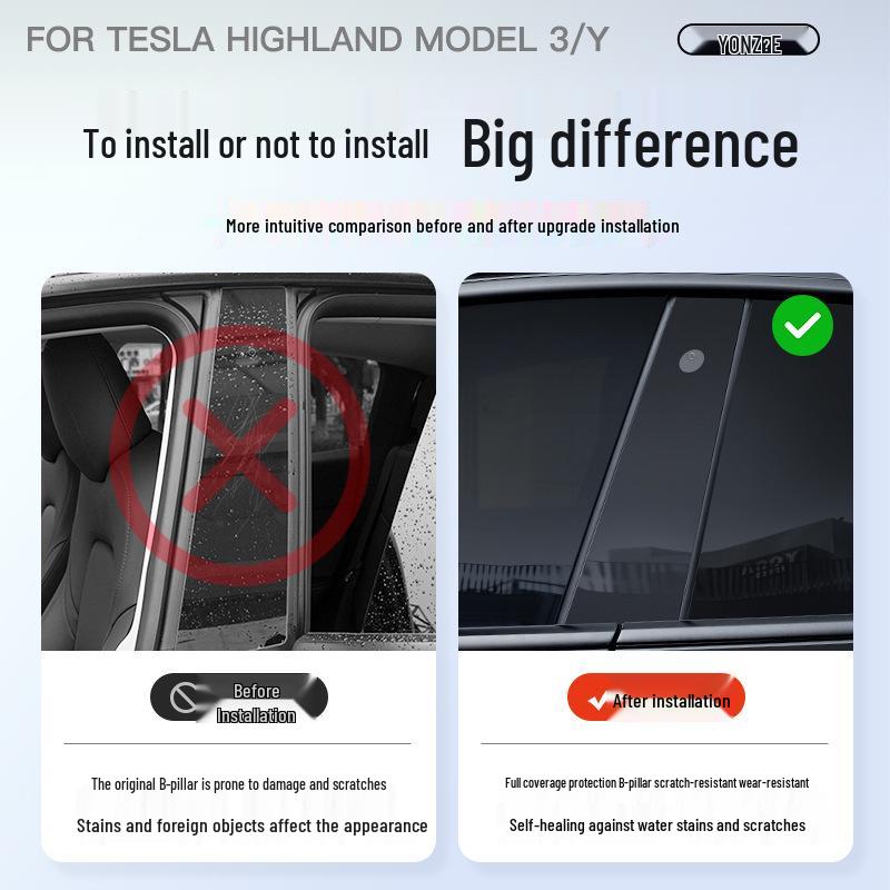 Защитная пленка для центральной стойки для обновленных Tesla Model Y/3, стойка B