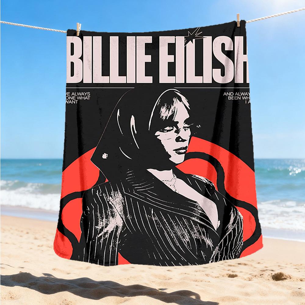1 шт. Фланелевое одеяло Billie Eilish для улицы, Уютное и теплое, Мягкое, Игривый дизайн, Для сна, Кемпинга,