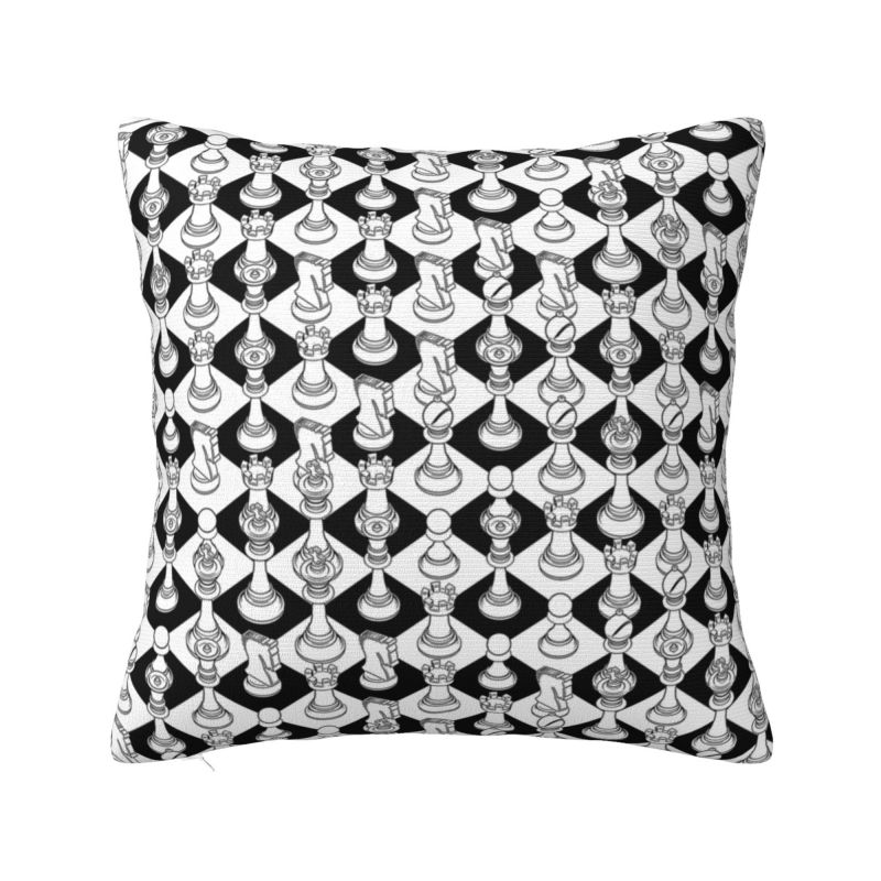 Custom Chess Club Seven Cushion Cover 45x45cm Chessboard Game Chess Piece Soft Modern Pillows for Sofa