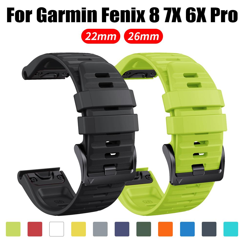 Силиконовый ремешок QuickFit 22/26 мм для Garmin Fenix 8 Pro 7X 6X Pro/Epix Pro Gen 2 51 мм 47 мм ремешок Для Forerunner 970 965 Ремешок для часов