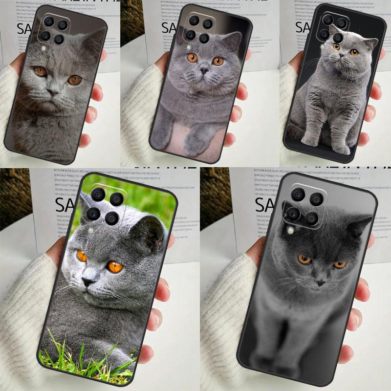 British Shorthair Cat For Samsung Galaxy M13 M33 M53 M12 M32 M52 M14 M34 M54 M20 M51 M21 M30s M31s M15 M55 Case