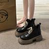 Женские ботинки Мартин осень и зима новые в британском стиле короткие голенища толстая подошва увеличивающие рост ремешок модные короткие женские ботинки