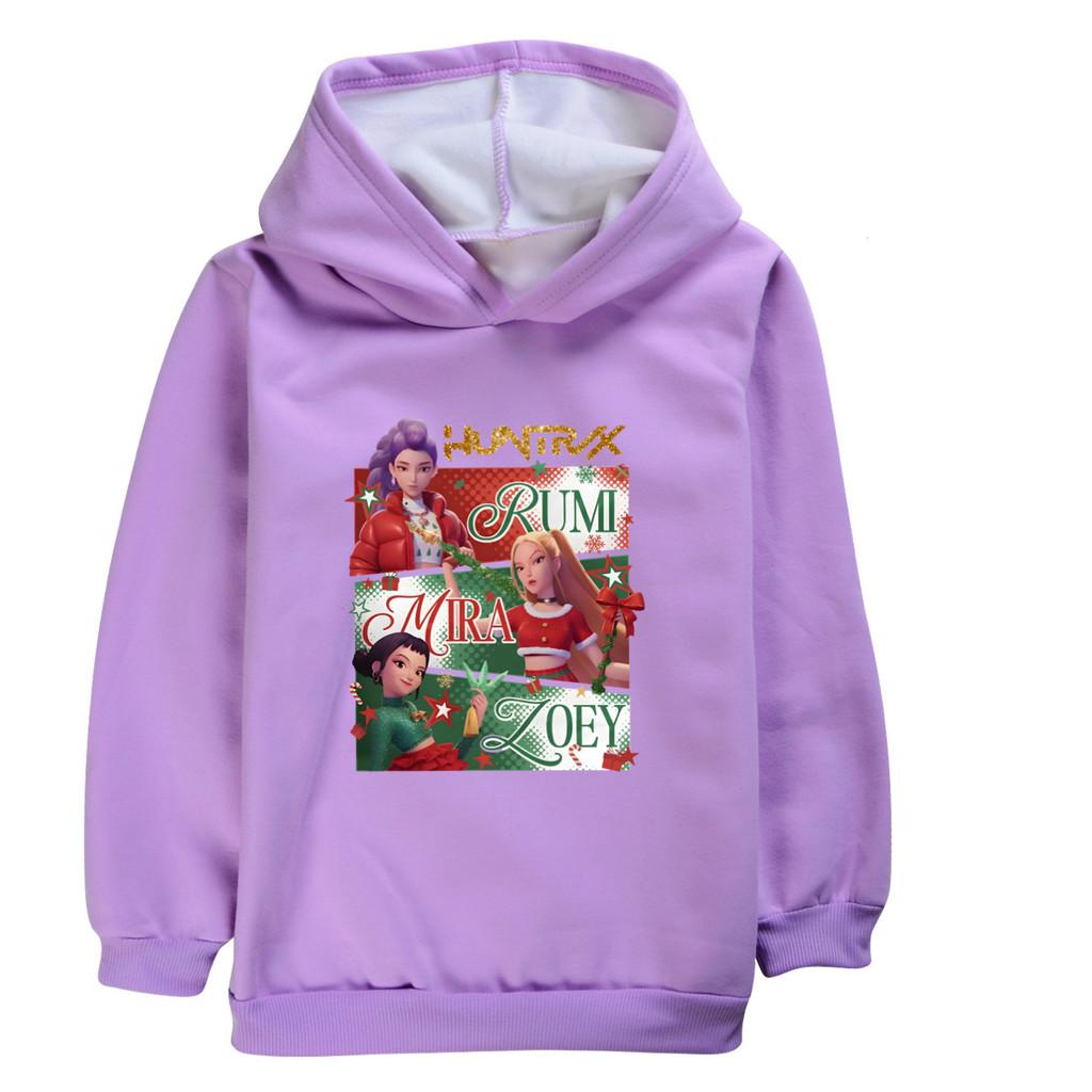 5181 Детский Девочки Рождество Новый год Kpop Руми Зои Мира Принт Повседневный Длинный рукав Бархатный Теплый Зимний Худи