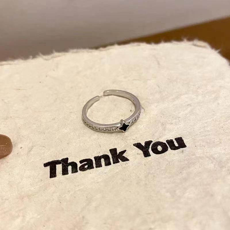 Открытое черное кольцо Love Drip Glaze для женщин: Нишевый, элитный, шикарный дизайн в холодном стиле