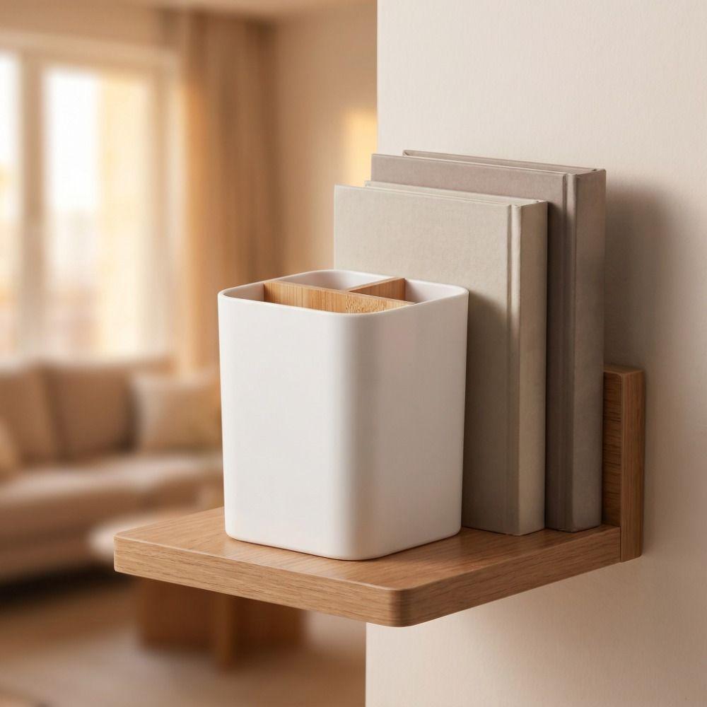 Bamboo Divided Pencil Storage Box Organizer Desktop Storage Simple Flower Vase Desk Storage