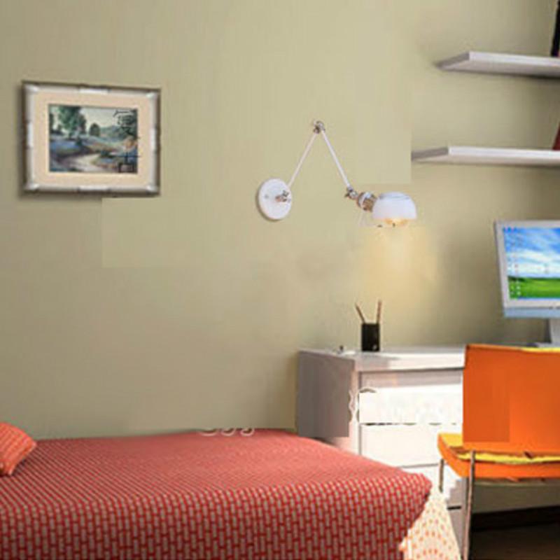 North Europe Modern White Retro Adjust Head Swing Arm Wall Lamps E27 Reading Light Workroom Bedside