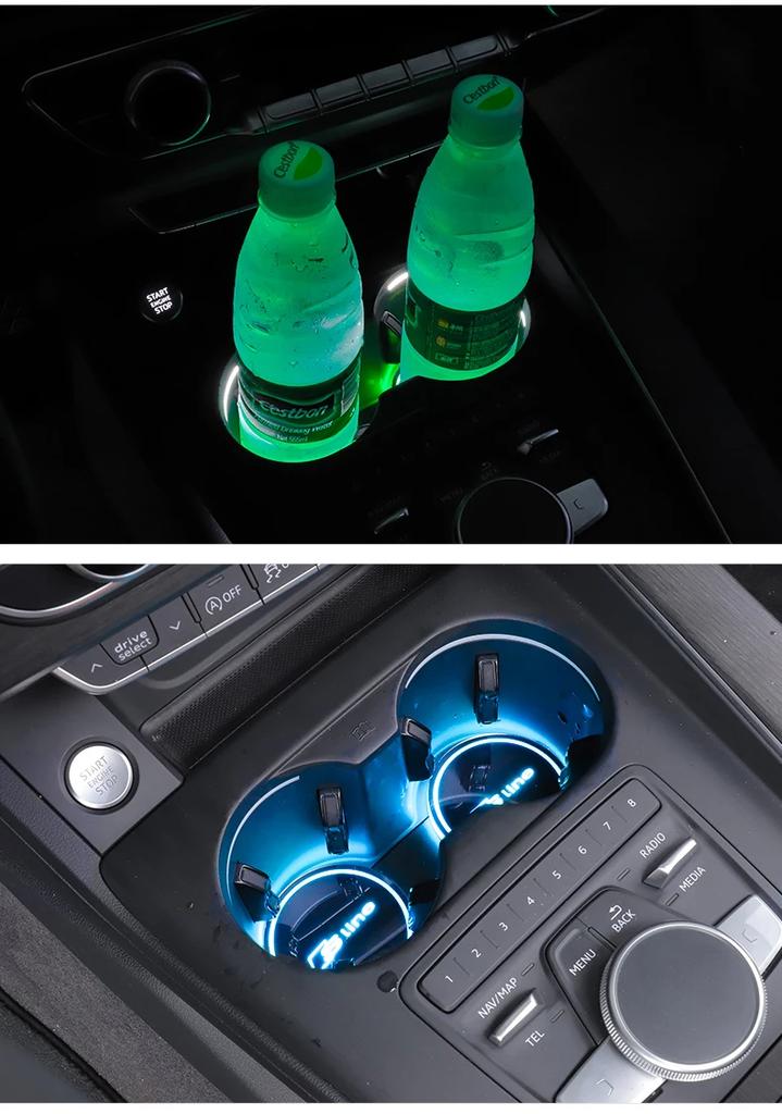 2pcs For q2 s3 s4 s5 s6 A3 A4 C5 C6 b8 b6 Q3 Q4 Q5 Q6 Q7 Luminous Car Logo Cup Led lights Smart Water coaster Mat pad