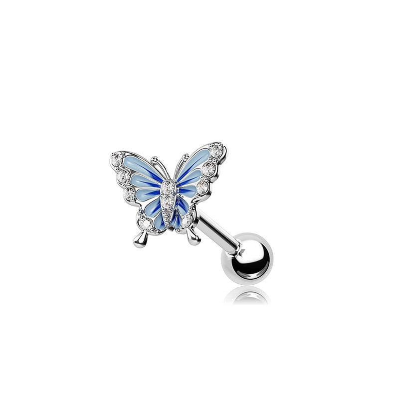 Синяя бабочка, пупок, губа, сосок, пирсинг живота, ювелирные изделия, серьги-гвоздики, кольца в носу, кольца на пупке