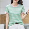 Summer Cotton Loose Round Neck Short Sleeve T-shirt Women's Striped Tops