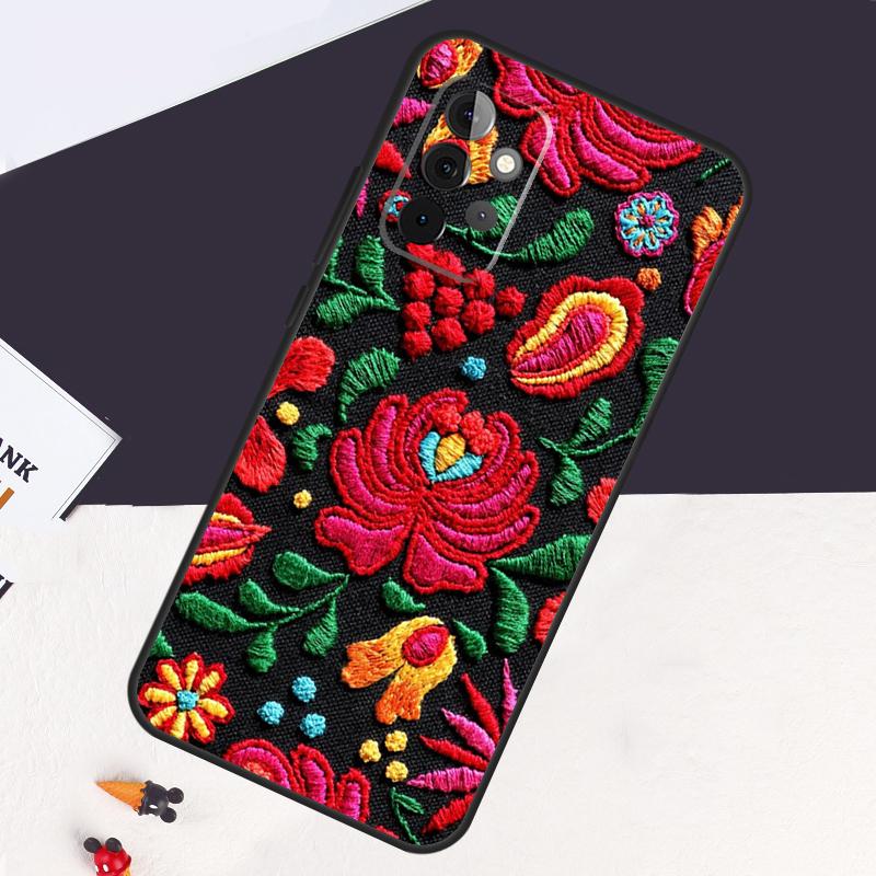 Чехол-вышивка с цветами для Samsung Galaxy A54 A34 A14 A52S A12 A22 A32 A52 A72 A13 A33 A53 A50 A51 A71