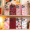 Red Bow Dots F-Folds Texture  Phone Case For iPhone 17, 16,15,14,13,12,11 Plus,Pro Max, Others Soft Black Cover
