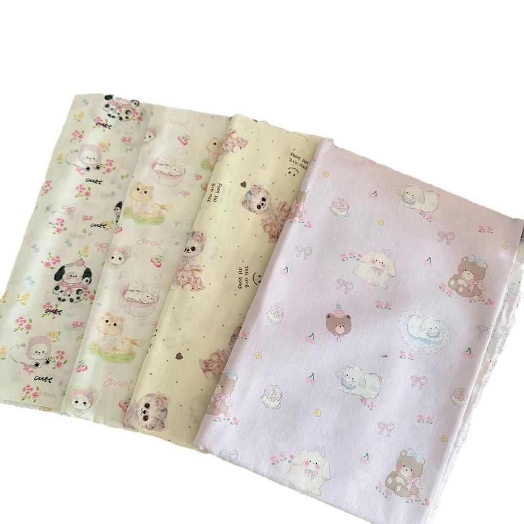 100% Cotton Digital Print Fabric: Cat, Puppy, and Floral Designs for Women's, Children's, Family Wear, and Loungewear DIY.
