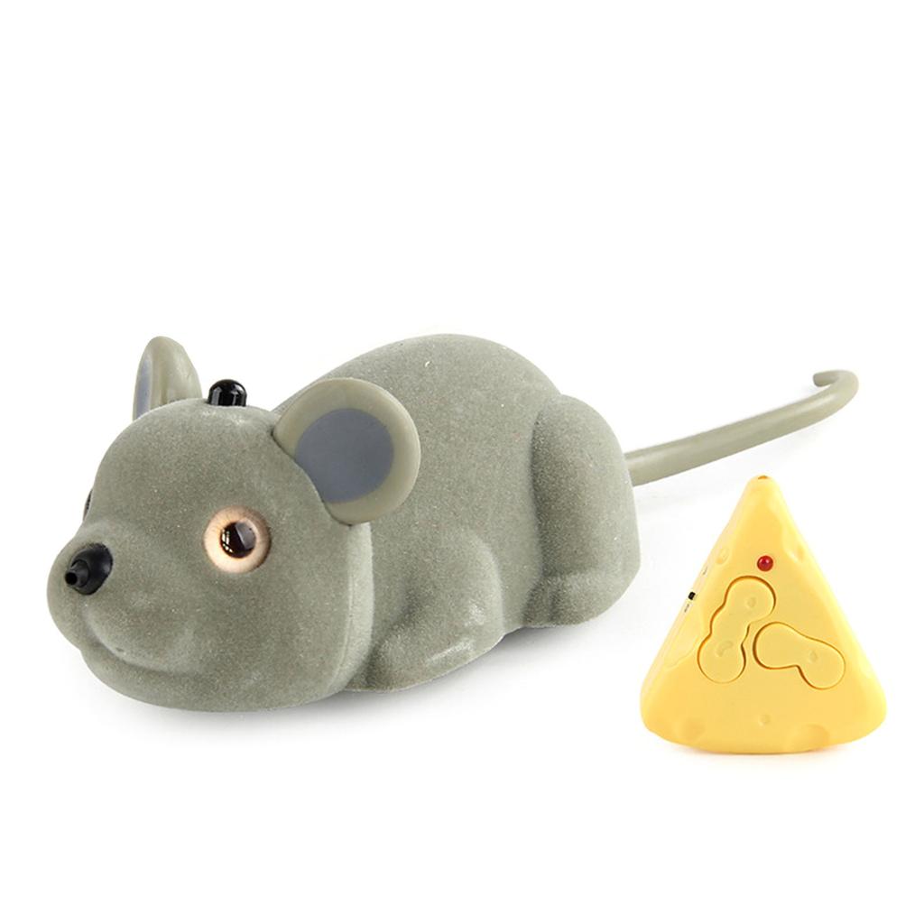 Wireless Simulation Mouse Cat Toy for Indoor Kitten Remote-Controlled Cat Toy Soft Flocking Mouse Kitten Training
