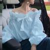 VONDA Women Fashion Ruffle Off Shoulder Tie Long Sleeve Blouses