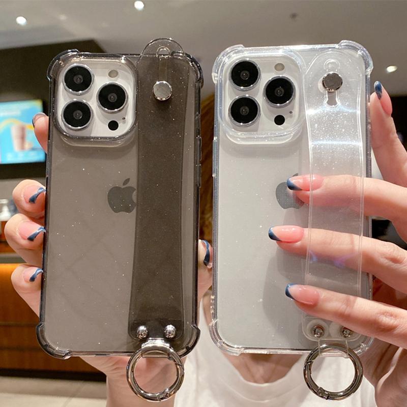 Прозрачный чехол с блестящим ремешком для Iphone 14 13 12 Xs Max Xr X, противоударный чехол с прозрачным ремешком для Iphone 14pro Max