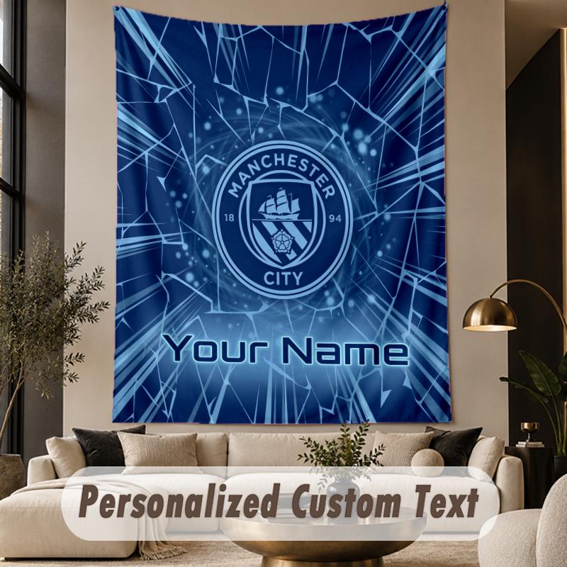 Custom Text Tapestry Manchester City Print Wall Tapestry Indoor Living Room Wall Decor