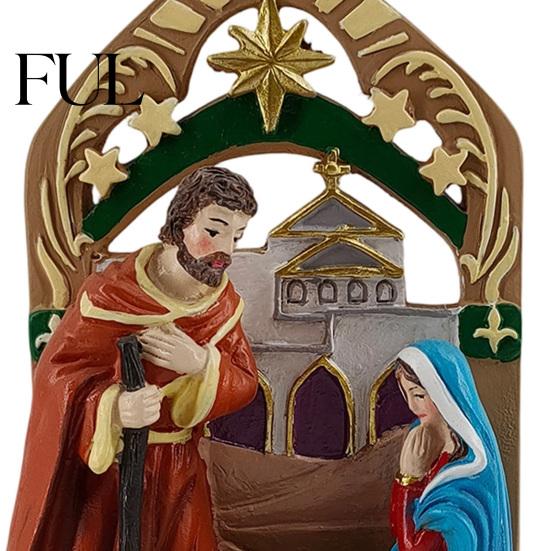Seasonal Atmosphere Candle Accessories Christmas Nativity Scene Holder, Holy Family Manger Figurine with 4 Decorative Stands for Fireplaces