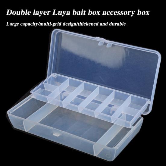 Прозрачный ящик для рыболовных приманок, двухслойный, с несколькими отделениями, портативный, водонепроницаемый, прочный, для искусственных рыболовных приманок, аксессуаров, органайзер