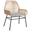 7 Piece Outdoor Dining Set with Cushions Brown Poly Rattan Glass Table