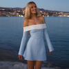 Off Shoulder Long Sleeves Slim Mini Dress Women's Sexy Elegant Outfit Prom Birthday Party Clubwear Dress