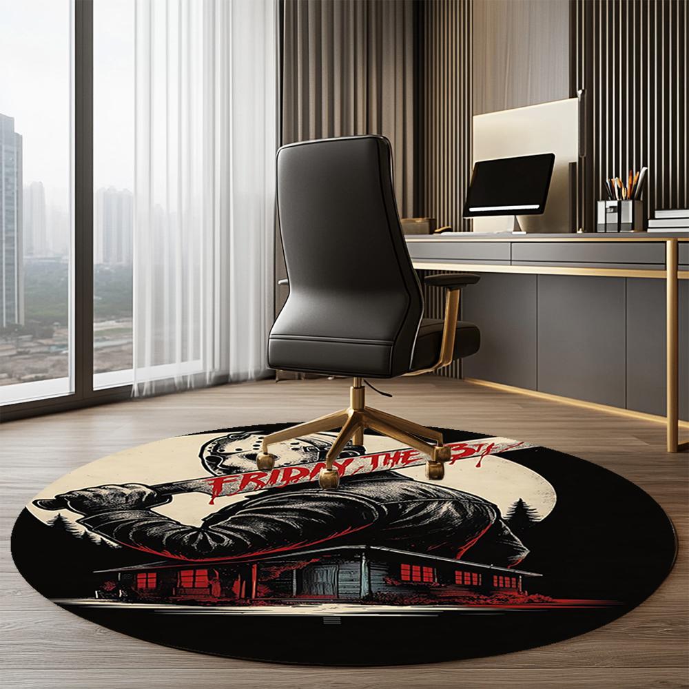 Friday the 13th Printed Round Rug Carpet Chair Rug Area Rug Entryway Doormats,for Office Chair Living Room Bedroom Kitchen Room.