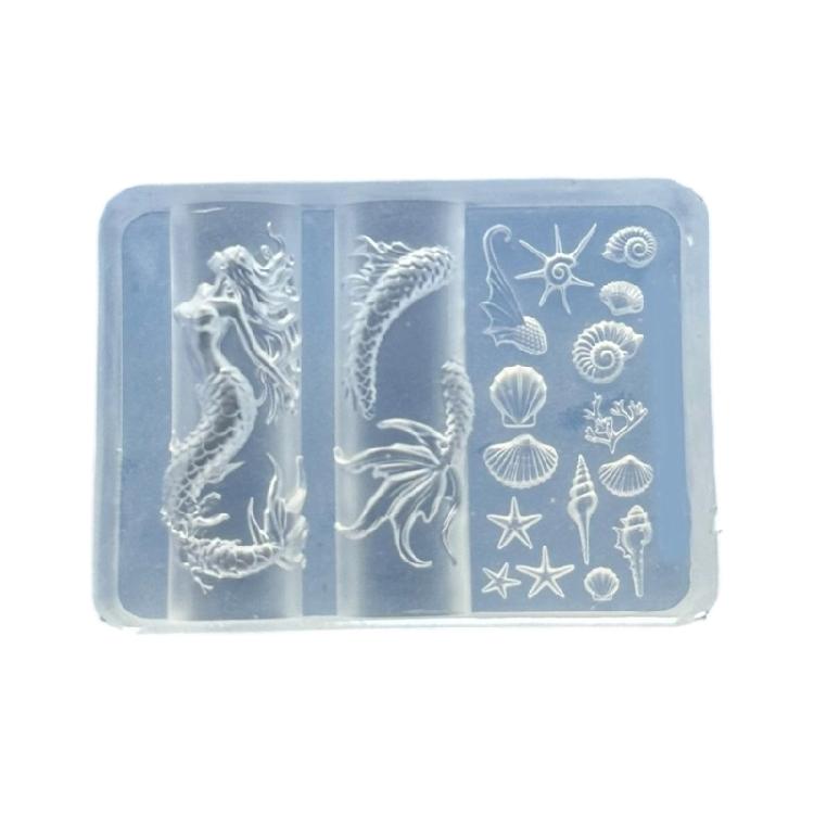 Silicone Nail Art Template With Aquatics Animal Reliefs Including Dolphin Clam and Starfish for Creative Designs