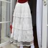 White Design Lace Cake Skirt Half Body Skirt Women's Summer High Waist French Long Skirt Big Swing Skirt A-line Skirt