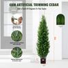 2 Pack 4' Artificial Cedar Topiary Tree Faux Plant UV Decor In/Outdoor