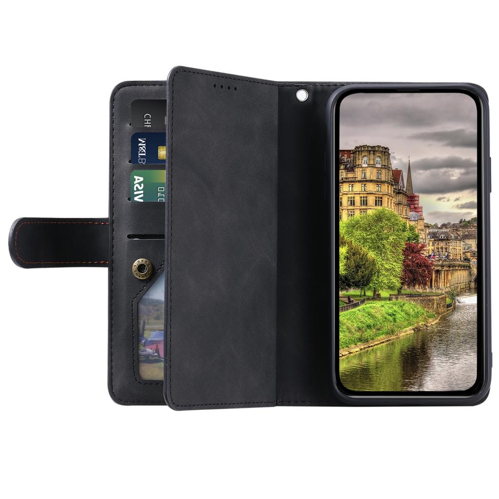 Для Xiaomi Redmi Note 15 4G (Глобальный) Чехол 9 отделений для карт Кошелек на молнии Чехол для телефона из ПУ кожи с ремешком на запястье