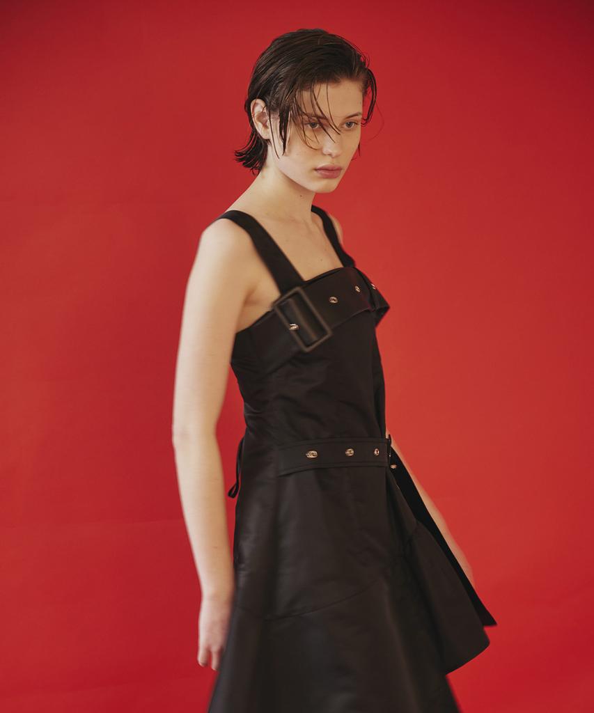 OEUVA Black Belted Asymmetrical Dress