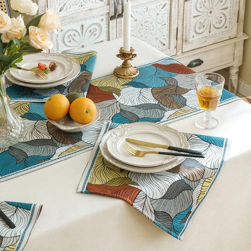 Скатерти с узором в виде листьев, современное домашнее свадебное украшение, скатерть, кухонный декор, чехлы на столы для телевизора, салфетки, флаг для кровати