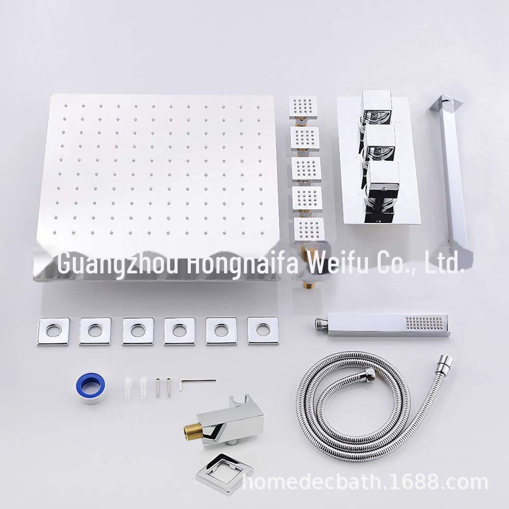 Настенная 12-дюймовая светодиодная дождевая система с 6 распылителями и постоянным контролем температуры