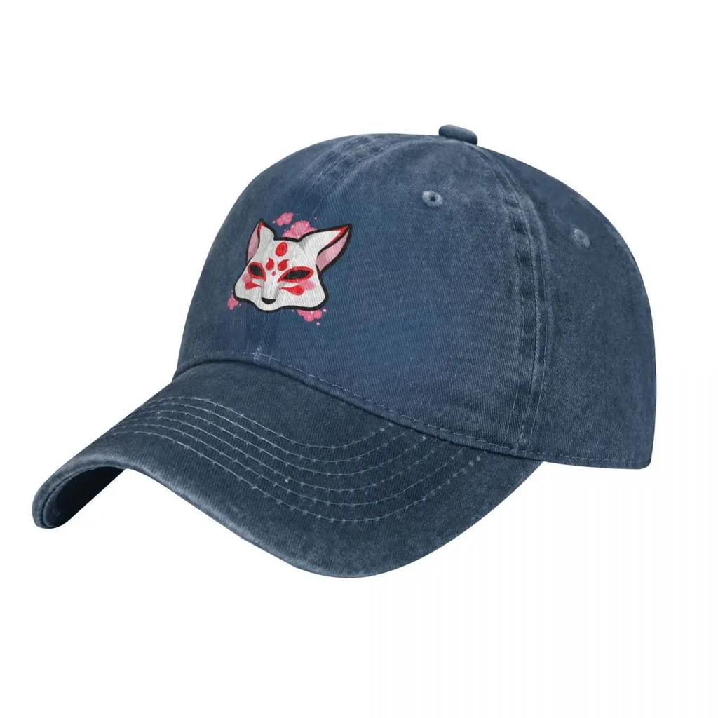 Kitsune Fox Mask Baseball Cap Japanese Style Cotton Adjustable Casual Adults Sports Hat