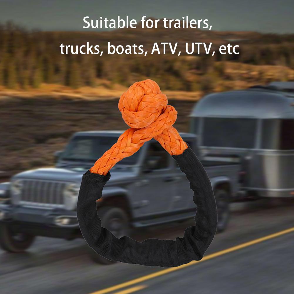43000lbs Soft Shackle Synthetic Rope U Hook Winch Rope Knot With Protective Sleeve Tow Trailer Hook for Truck Vehicle Recovery
